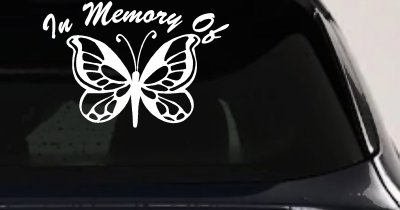 In Memory Butterfly Decal Car Truck Window Sticker Vinyl Remembrance Art