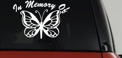 In Memory Butterfly Decal Car Truck Window Sticker Vinyl Remembrance Art