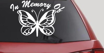 In Memory Butterfly Decal Car Truck Window Sticker Vinyl Remembrance Art