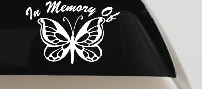 In Memory Butterfly Decal Car Truck Window Sticker Vinyl Remembrance Art