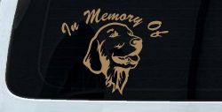 In Memory Of Golden Retriever Car or Truck Window Decal Sticker (Light Brown)