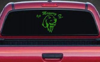 In Memory Of Golden Retriever Car or Truck Window Decal Sticker (Lime)