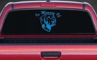In Memory Of Labrador Retriever Car or Truck Window Decal Sticker (Blue)