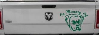 In Memory Of Boxer Bulldog Car or Truck Vinyl Window Decal Sticker (Dark Green)