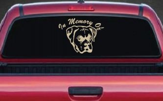In Memory Of Boxer Bulldog Car or Truck Window Decal Sticker (Desert Sand)