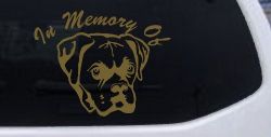 In Memory Of Boxer Bulldog Car or Truck Window Decal Sticker (Gold)