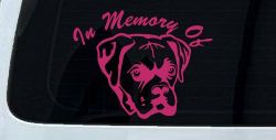In Memory Of Boxer Bulldog Car or Truck Window Decal Sticker (Hot Pink)