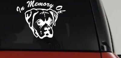 In Memory Of Boxer Bulldog Car or Truck Vinyl Window Decal Sticker