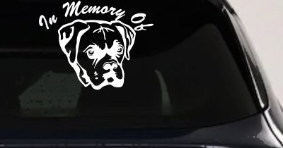 In Memory Of Boxer Bulldog Car or Truck Vinyl Window Decal Sticker