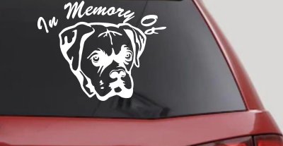 In Memory Of Boxer Bulldog Car or Truck Vinyl Window Decal Sticker
