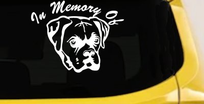 In Memory Of Boxer Bulldog Car or Truck Vinyl Window Decal Sticker
