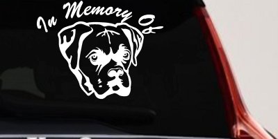 In Memory Of Boxer Bulldog Car or Truck Vinyl Window Decal Sticker
