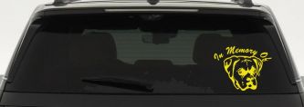 In Memory Of Boxer Bulldog Car or Truck Vinyl Window Decal Sticker (Yellow)