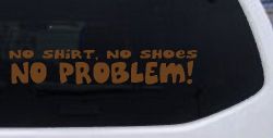 No Shoes No Shirt No Problem Car or Truck Window Decal Sticker (Copper)