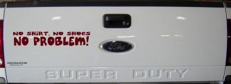 No Shoes No Shirt No Problem Car or Truck Window Decal Sticker (Purple Red)