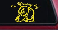 In Memory Of Dotson Dog Car or Truck Window Decal Sticker (Yellow)
