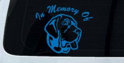 In Memory Of Mastiff Dog Car or Truck Window Decal Sticker (Sky Blue)