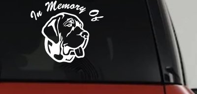 In Memory Of Mastiff Dog Car or Truck Vinyl Window Decal Sticker