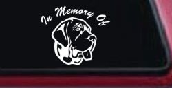 In Memory Of Mastiff Dog Car or Truck Window Decal Sticker
