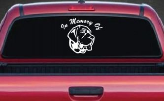 In Memory Of Mastiff Dog Car or Truck Window Decal Sticker