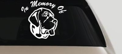 In Memory Of Mastiff Dog Car or Truck Vinyl Window Decal Sticker