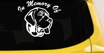 In Memory Of Mastiff Dog Car or Truck Vinyl Window Decal Sticker