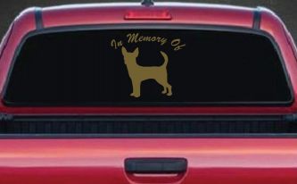In Memory Of Chihuahua Car or Truck Window Decal Sticker (Gold)