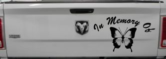 In Memory Of Butterfly Car or Truck Window Decal Sticker (Black)