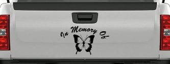 In Memory Of Butterfly Car or Truck Window Decal Sticker (Black)