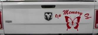In Memory Of Butterfly Car or Truck Window Decal Sticker (Burgundy)