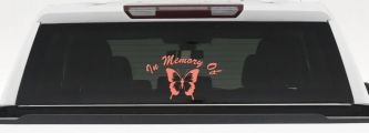 In Memory Of Butterfly Car or Truck Window Decal Sticker (Coral)
