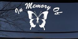 In Memory Of Butterfly Car or Truck Window Decal Sticker