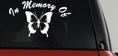 In Memory Of Butterfly Car or Truck Vinyl Window Decal Sticker