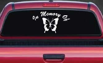 In Memory Of Butterfly Car or Truck Window Decal Sticker