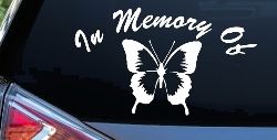In Memory Of Butterfly Car or Truck Window Decal Sticker