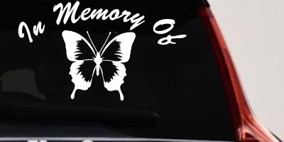 In Memory Of Butterfly Car or Truck Vinyl Window Decal Sticker