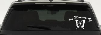 In Memory Of Butterfly Car or Truck Vinyl Window Decal Sticker (White)