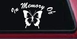 In Memory Of Butterfly Car or Truck Window Decal Sticker