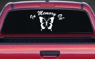 In Memory Of Butterfly Car or Truck Window Decal Sticker