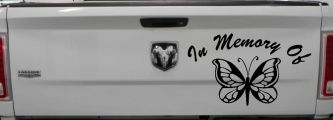 In Memory Of Butterfly Butterflies Car or Truck Window Decal Sticker (Black)