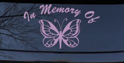 In Memory Of Butterfly Butterflies Car or Truck Window Decal Sticker (Lilac)