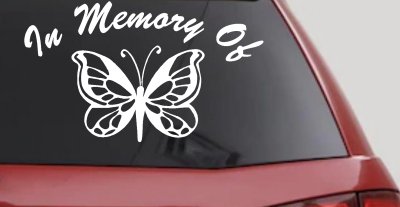In Memory Of Butterfly Car or Truck Vinyl Window Decal Sticker