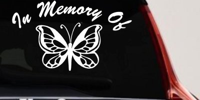In Memory Of Butterfly Car or Truck Vinyl Window Decal Sticker