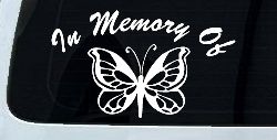 In Memory Of Butterfly Butterflies Car or Truck Window Decal Sticker