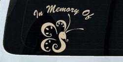 In Memory Of Butterfly Butterflies Car or Truck Window Decal Sticker (Desert Sand)