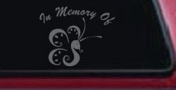 In Memory Of Butterfly Butterflies Car or Truck Window Decal Sticker (Silver)