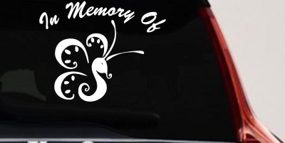 In Memory Of Butterfly Car or Truck Vinyl Window Decal Sticker