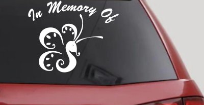 In Memory Of Butterfly Car or Truck Vinyl Window Decal Sticker
