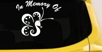 In Memory Of Butterfly Car or Truck Vinyl Window Decal Sticker