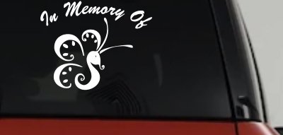 In Memory Of Butterfly Car or Truck Vinyl Window Decal Sticker